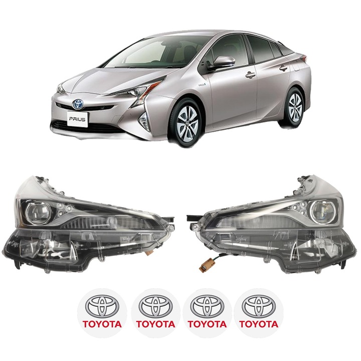 Set Faruri Stanga Dreapta Fata TOYOTA PRIUS (_W5_) din 2015-2022, Auto, DEPO, 4x Stickere auto cu TOYOTA