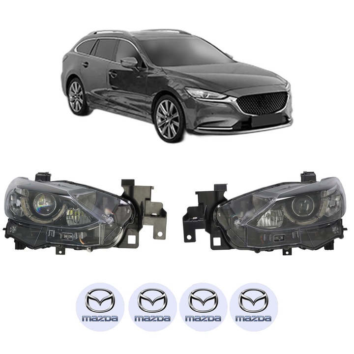 Set Faruri Stanga Dreapta Fata MAZDA 6 Estate Van (GJ) din 2013-2016, Auto, DEPO, 4x Stickere auto cu MAZDA