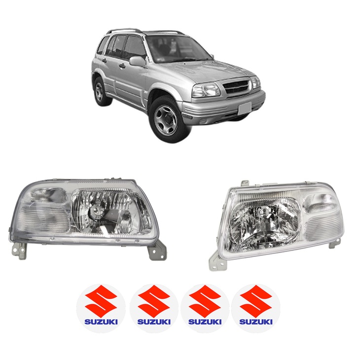 Set Faruri Stanga Dreapta Fata SUZUKI GRAND VITARA I Open Off-Road Vehicle (GT) din 1998-2003, Auto, DEPO, 4x Stickere auto cu SUZUKI
