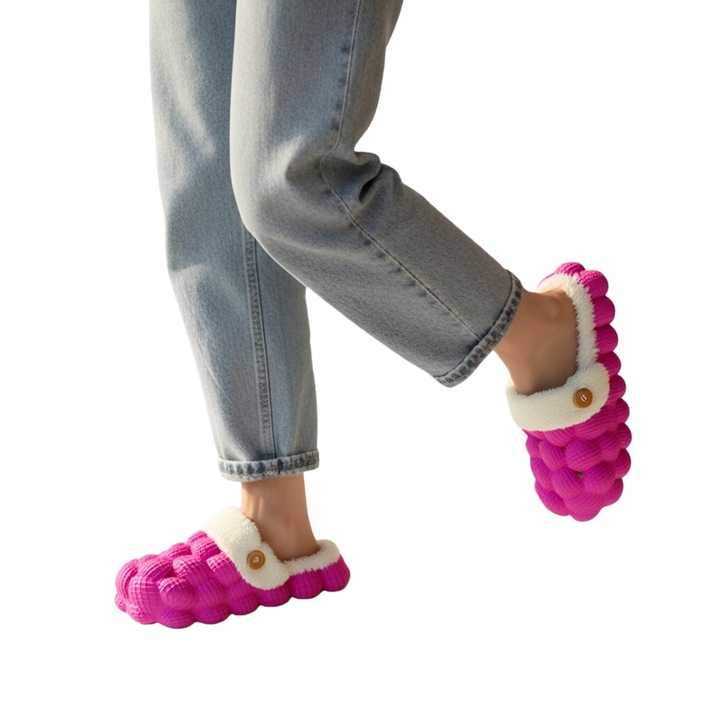 Papuci de casa pufosi 809fucsia 121758, Fucsia, 40-41