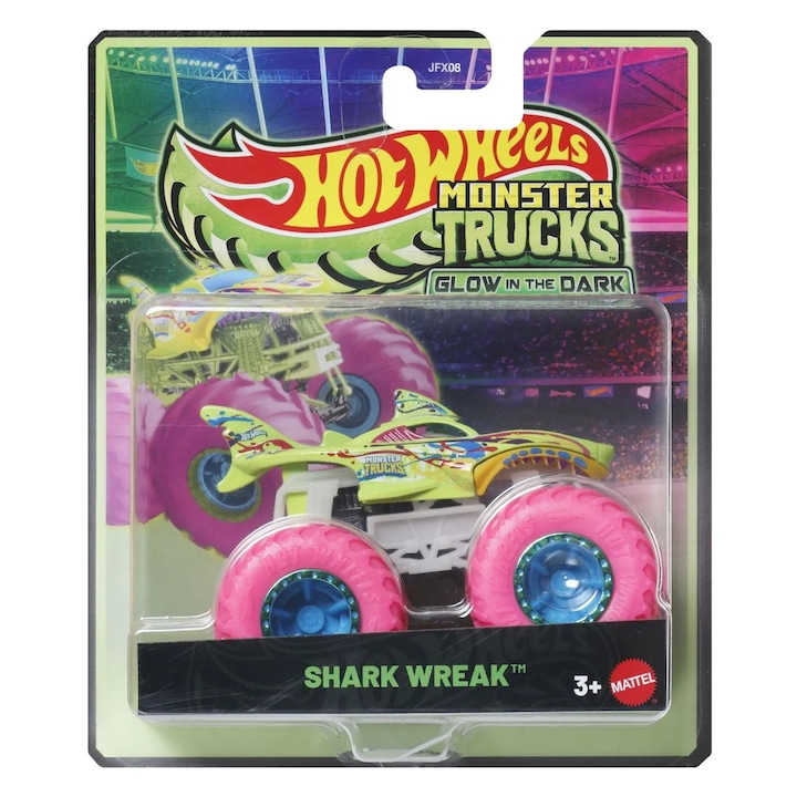 Hot Wheels Monster Truck világít a sötétben cápa roncs 1:64 méretarányú kisautó