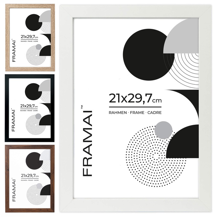 Rama foto alba FRAMAI, dimensiune 21x29, 7 cm