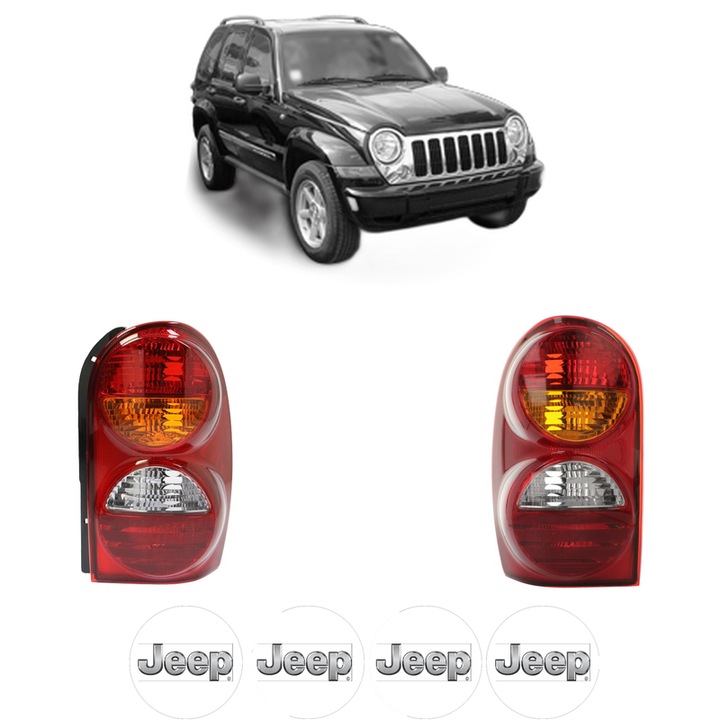 Set Stopuri Spate Stanga Dreapta JEEP CHEROKEE (KJ) din 2001-2008, Auto, DEPO, 4x Stickere auto cu JEEP