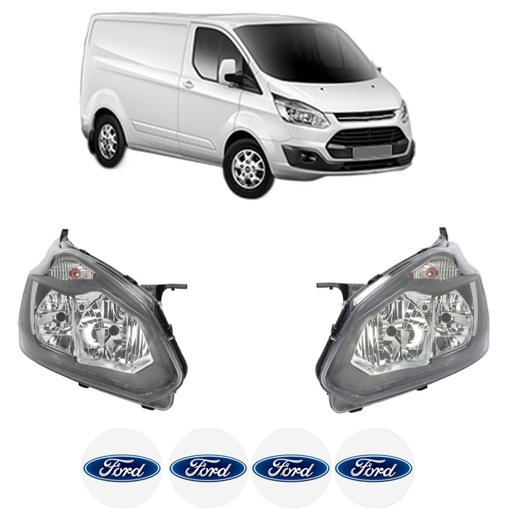 Set Faruri Stanga Dreapta Fata FORD TRANSIT CUSTOM V362 Van (FY, FZ) din 2012-2023, Auto, DEPO, 4x Stickere auto cu FORD