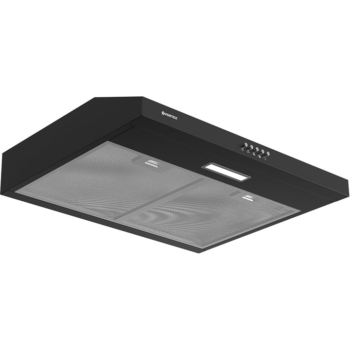 Традиционен абсорбатор VORTEX VHTS602BK01S, 2 мотора, 360 м3/ч, Д 60 см, черен