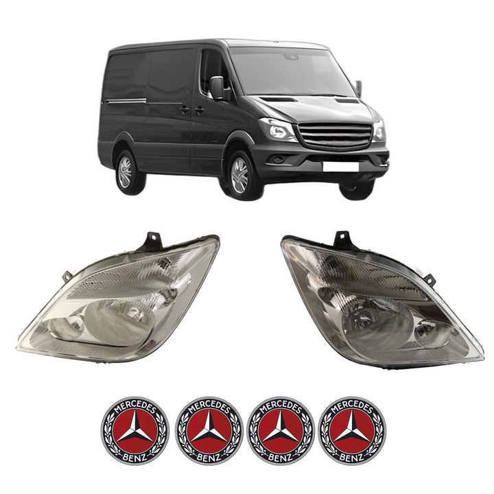 Set Faruri Stanga Dreapta Fata MERCEDES-BENZ SPRINTER 4, 6-t Van (B906) din 2006-2018, Auto, DEPO, 4x Stickere auto cu MERCEDES-BENZ
