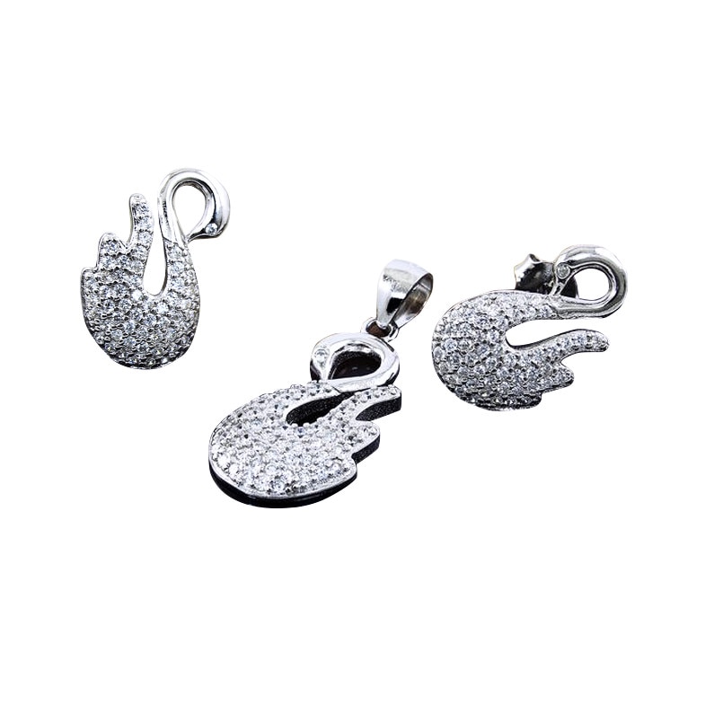 Set argint Fontana-Gold, pandantiv si cercei cu zirconii