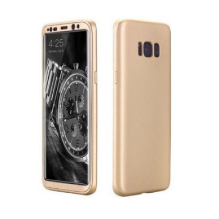 Калъф MyStyle Full Cover 360° GOLD (преден + заден + защитно фолио за стъкло), съвместим с Samsung Galaxy S8, ЗЛАТЕН