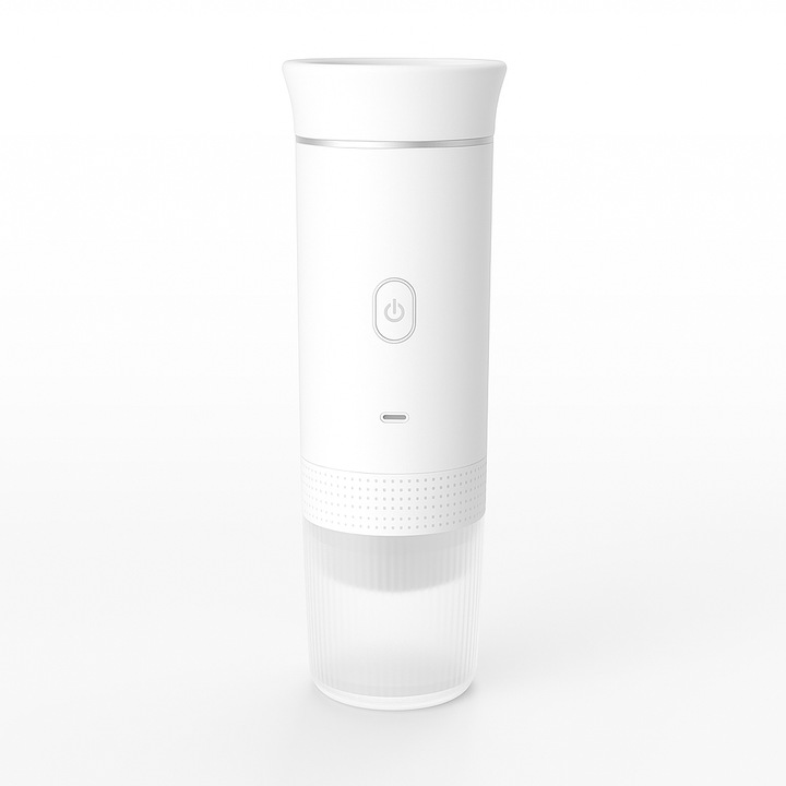 Espressor portabil 3-in-1, cu incalzire automata, compatibil capsule Nespresso/Dolce Gusto + cafea macinata, 15 bar, baterie 7500mAh, USB-C/12V, alb