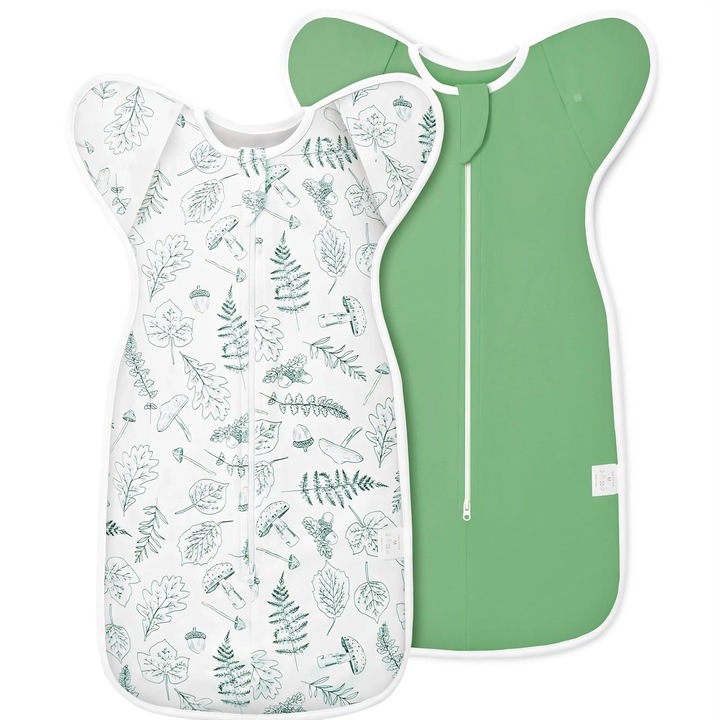 Set 2 sisteme de infasat reglabil, pachet de 2 - Sac de dormit tranzitoriu pentru bebelusi 0-6 luni, Unisex, Saci de dormit bebe si copi Ofera Caldura si Comfort Bebelusului, Fara agent fluorescent, saci pentru nou-nascuti 100% bumbac