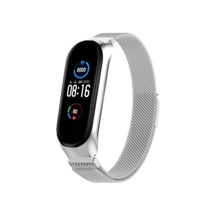 Fém szíj Xiaomi Mi Band 5, ezüst