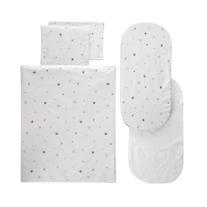 Set lenjerie pentru carucior, Lorelli, cu protectie impermeabila, 6 piese, Honey Bunny Beige