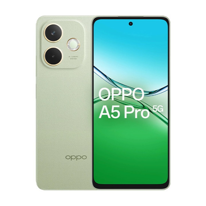 Мобилен телефон OPPO A5 Pro, Mediatek Dimensity 6300, Dual SIM, 8GB/256GB, 5G, Маслинено зелен
