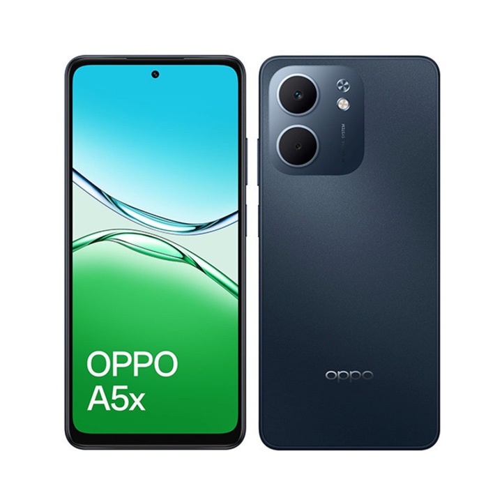 Мобилен телефон OPPO A5x, Mediatek Dimensity 6300, Dual Sim, 4GB RAM, 128GB, 4G, Black Blue