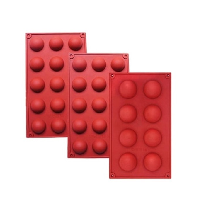 Forma prajituri semicirculara din silicon, pentru ciocolata si bomboane, set Zeuxo Tea Cake