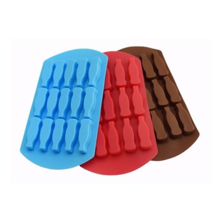 Set 3 forme prajituri Cola, lollipop, sticla de bere, multicolor