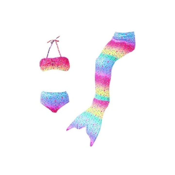 Детски бански костюм, опашка на русалка, дъга, 116-122 СМ