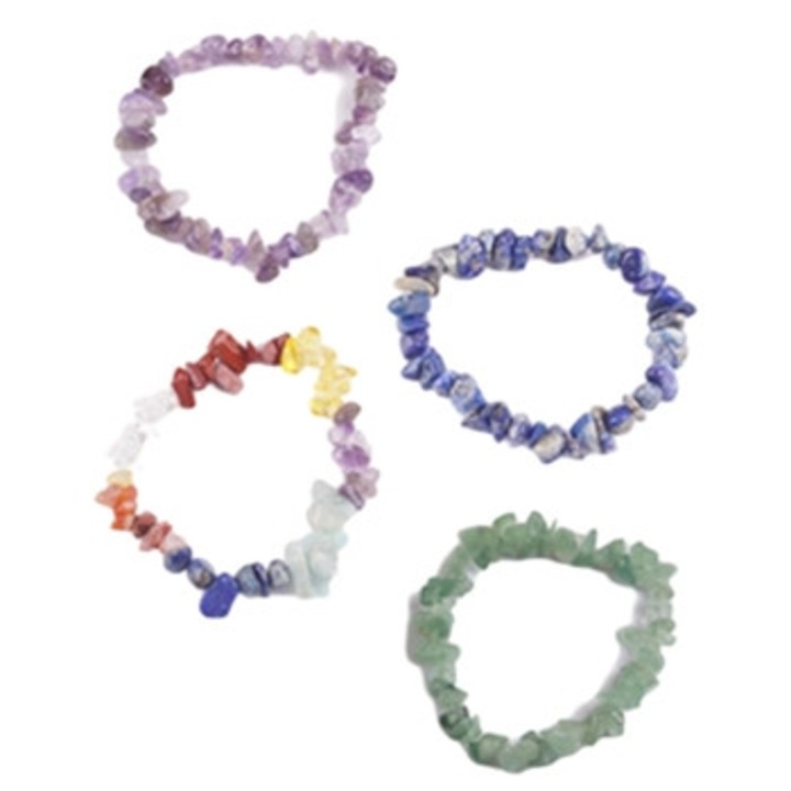 Set 4 bratari din cristale naturale, neregulate, pentru relaxare si vindecare