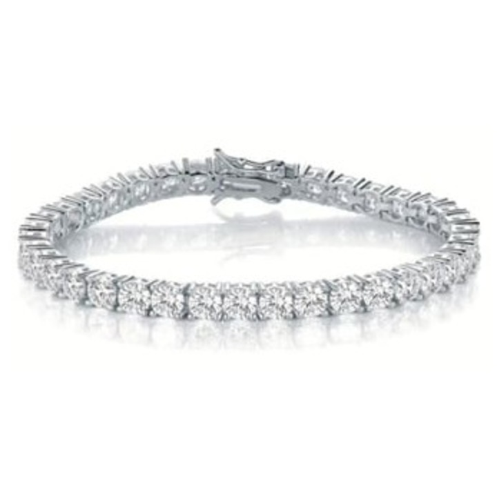 Bratara cu zirconiu cubic, finisaj aur 18k, argintiu