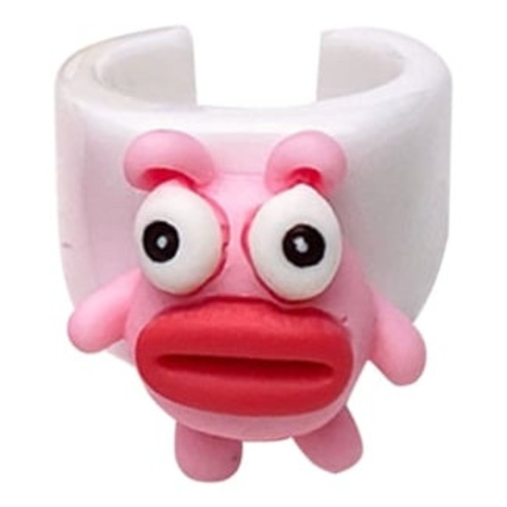 Inel din rasina cu model animal, roz/rosu