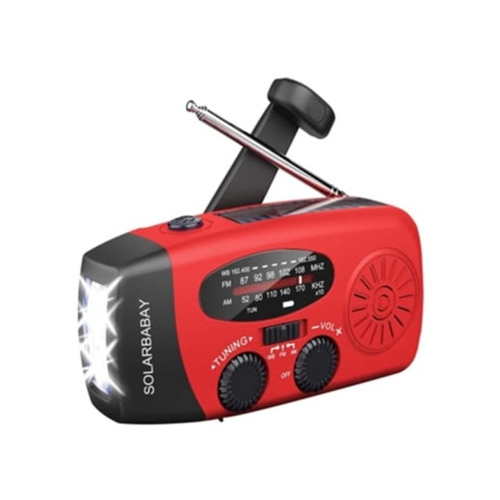Radio solar de urgenta cu functie de incarcare portabila, accesorii camping si drumetii