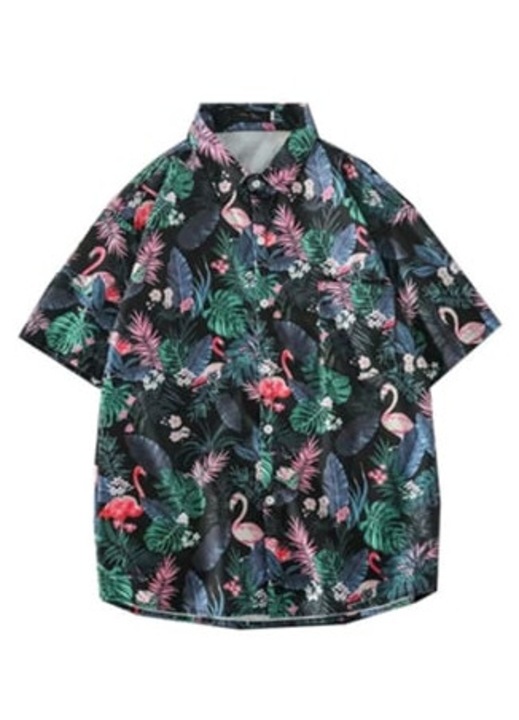 Alkalmi strandpóló, nyomott mintás, poliészter, többszínű, XL INTL