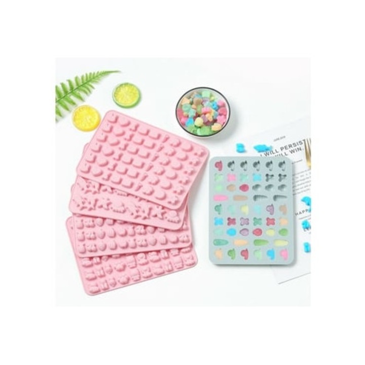 Forma prajituri, 66 cavitati, decorare ciocolata, jeleu animal, prajituri, roz