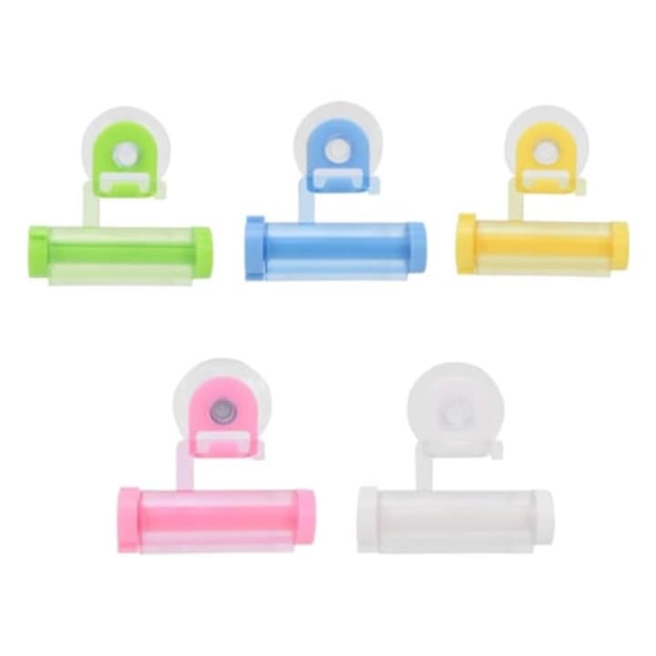 Dispenser pentru pasta de dinti, organizare baie, cadru ABS reutilizabil, extruder manual