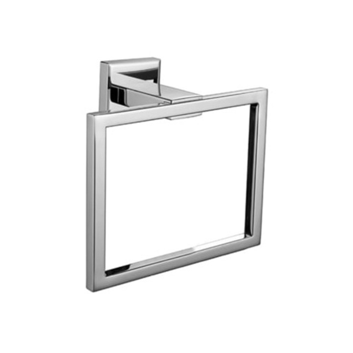 Suport prosop de mana, inox, forma patrata, montare pe perete, pentru baie sau bucatarie