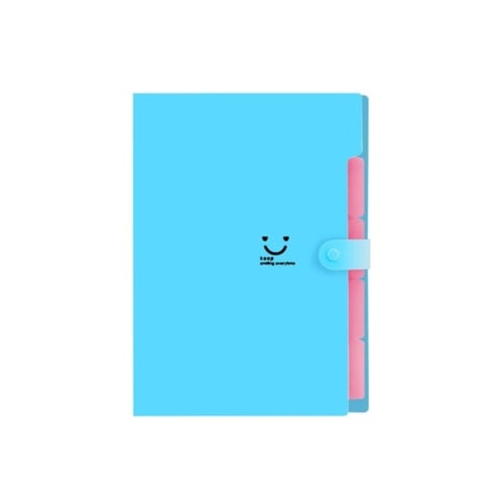 Разтегателен класьор, органайзер за папки, с етикети, син