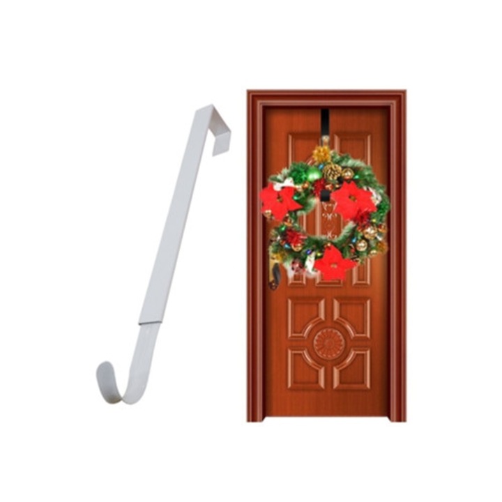 Стойка за врата за коледен венец, сребриста