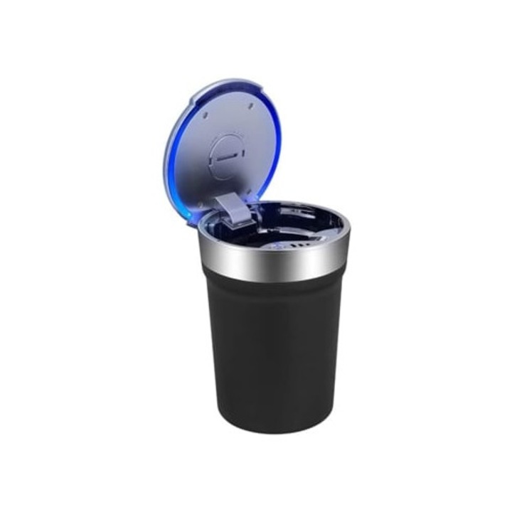 Scrumiera auto cu capac, design fara fum si miros, 1 bucata