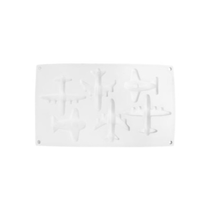 Matrita din silicon pentru ciocolata si prajituri in forma de avion, cu 6 compartimente, pentru decorarea prajiturilor in bucatarie