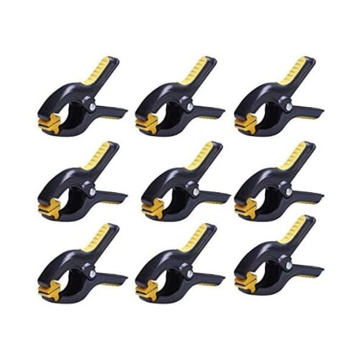 Set cleme din plastic rezistente la rugina, pentru proiecte interioare si exterioare, cu paduri din lemn