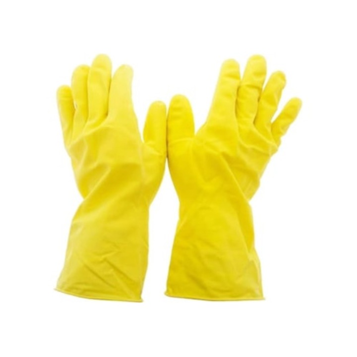 Tisztítókesztyű, sárga, csúszásgátló latex