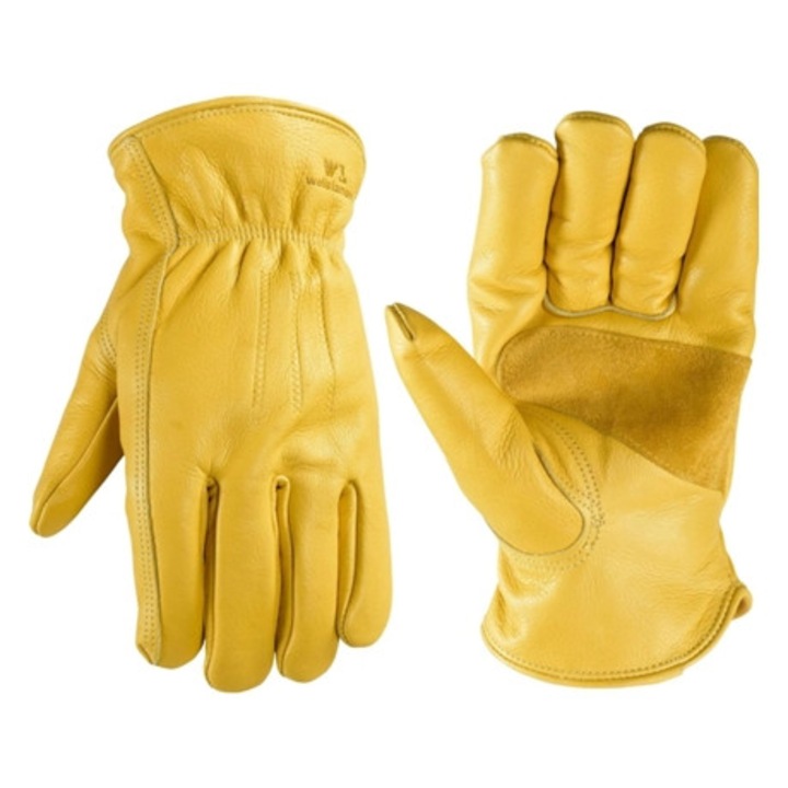 Manusi de iarna pentru barbati (piele de vaca, captusite, marimea L, galben)