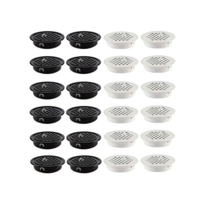 Set 24 grile de ventilatie, negru/alb, 35 mm