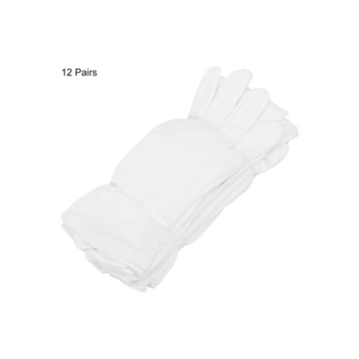 12 perechi de manusi din bumbac (albe, agricole/industriale)