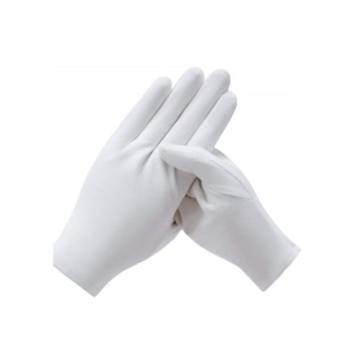 Set de 12 perechi manusi din bumbac, alb, hidratante pentru eczeme
