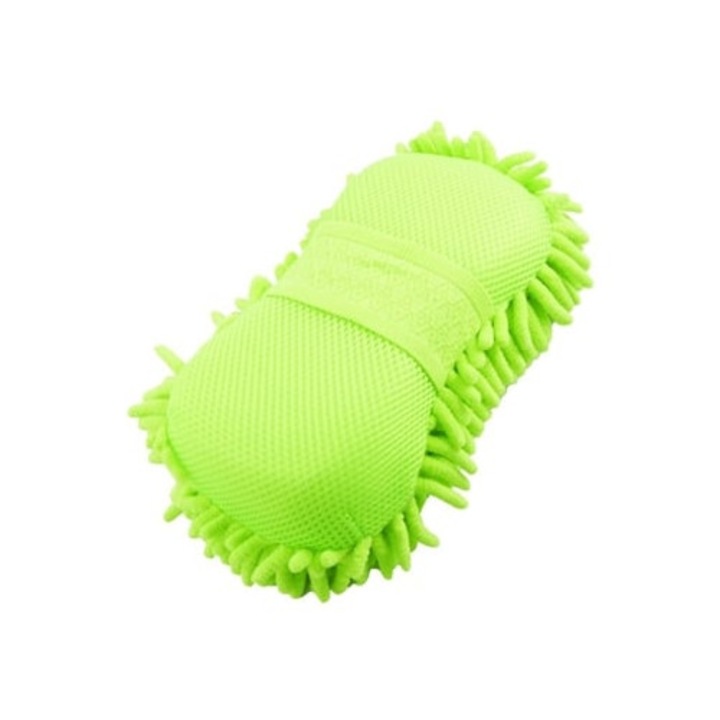 Burete din microfibra chenille pentru masini, bucatarii si bai, galben si verde, cu maner elastic