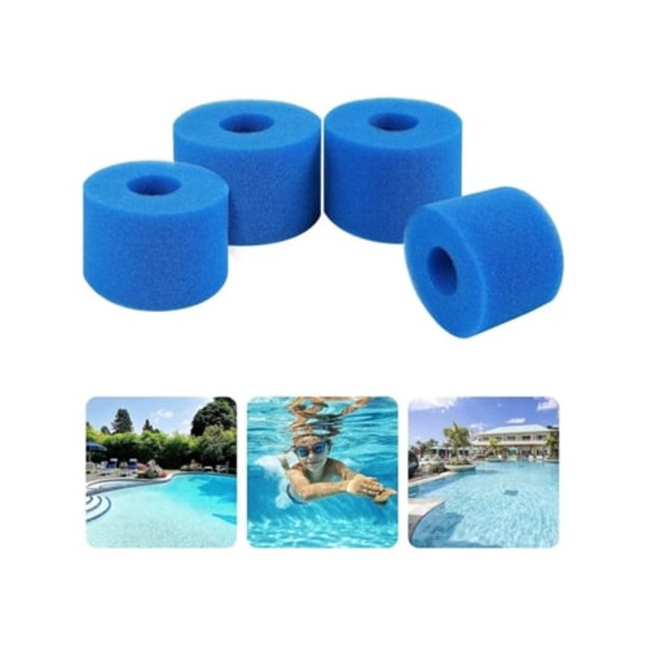 Set 4 filtre reutilizabile pentru piscine si spa-uri, Burete, Lavabile