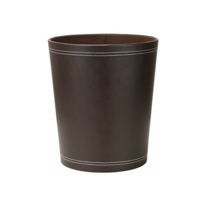 Cos de gunoi, design elegant, piele sintetica, maro, compact