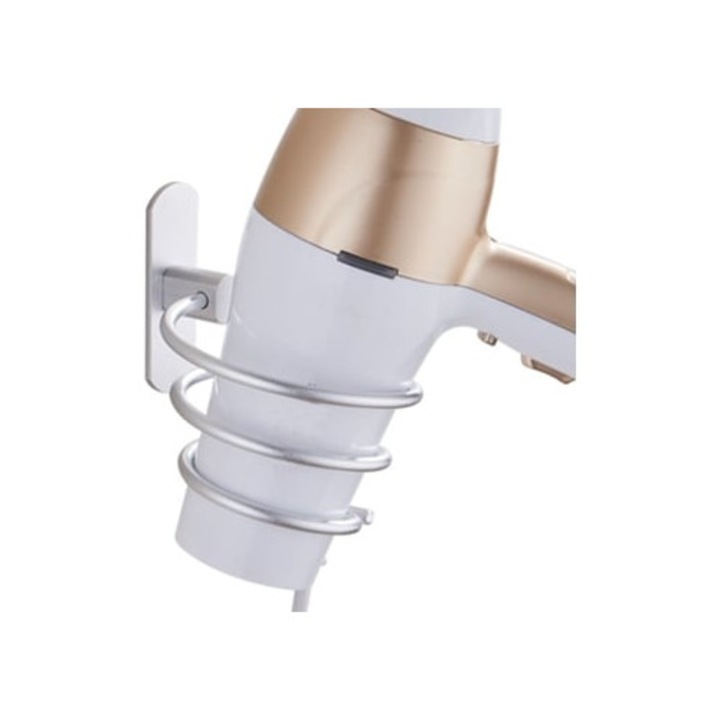 Suport pentru uscator de par, aluminiu, montare pe perete, design spiralat