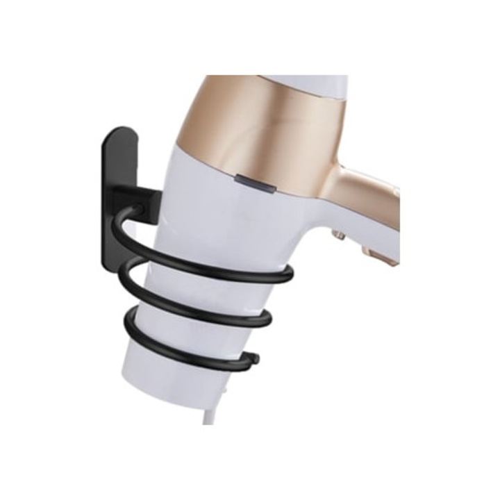 Suport pentru uscator de par, aluminiu, montare pe perete, design spiralat