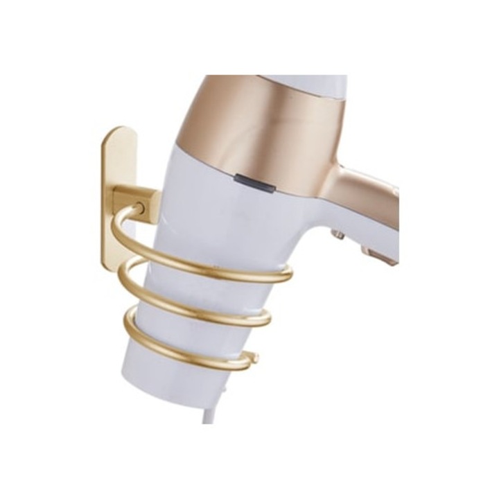 Suport pentru uscator de par, aluminiu, montare pe perete, design spiralat