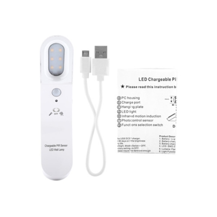 Veioza LED cu senzor de miscare, reincarcabila, activata de miscare