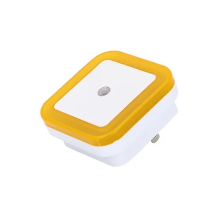 Veioza LED patrata galbena din plastic, lumina calda, control inteligent, 110V-250V (priza EU)