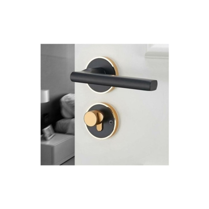 Maner usa elegant, finisaj negru din fier, reversibil pentru usi din lemn