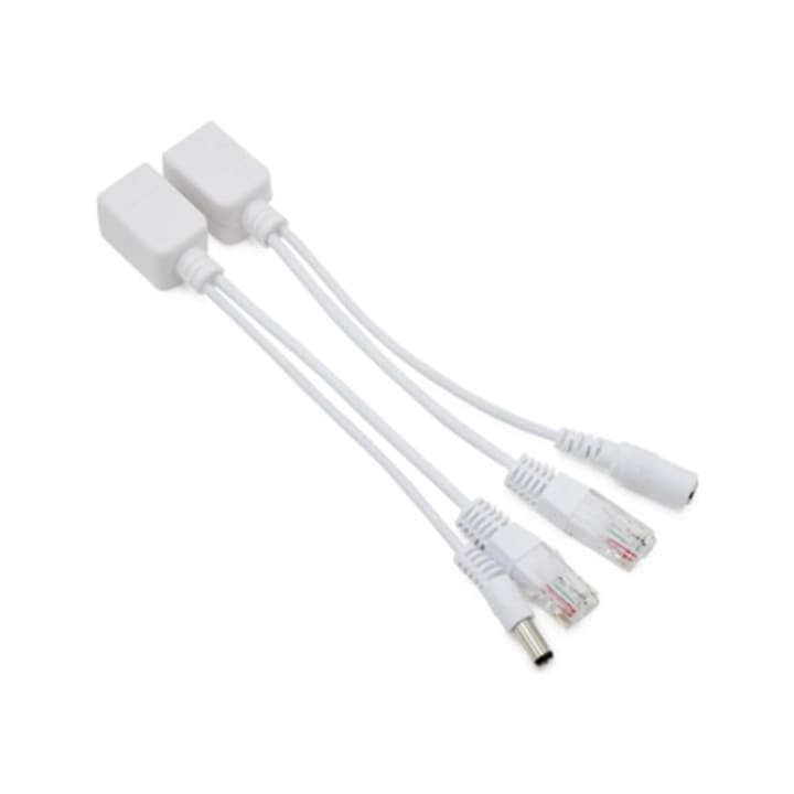 Kit Injector PoE Pasiv si Separator pentru Camere de Supraveghere IP, Design Rezistent la Apa