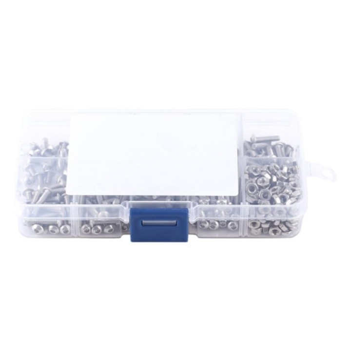 Set de suruburi din inox, pentru proiecte DIY, cu container de depozitare